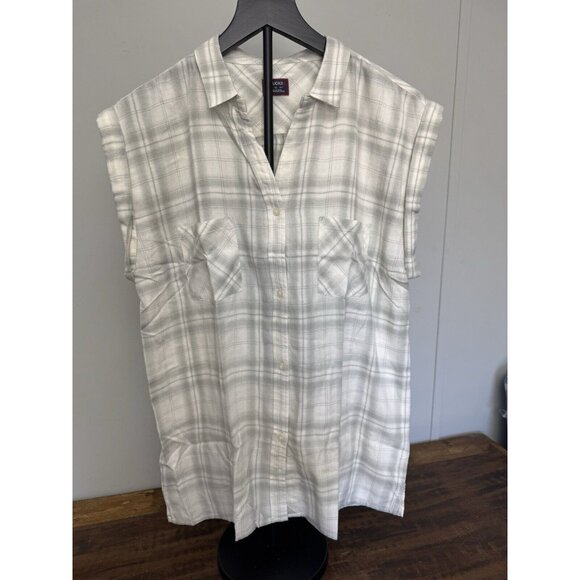 Untuckit Size 12 Women Shirt Button Front Short Sleeve Villa Franche Gre… - Picture 1 of 3